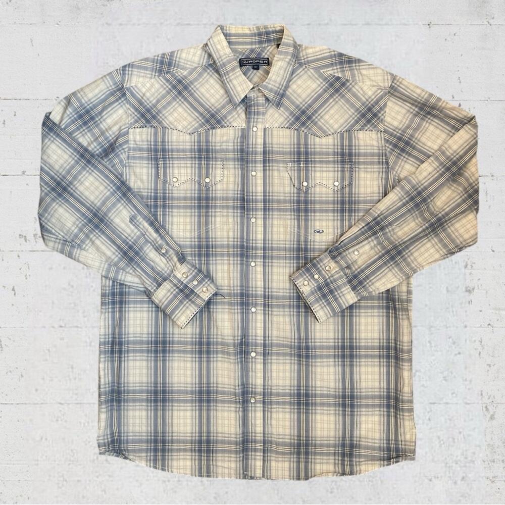 Roper Shirt Plaid Western Pearl Snap Cowboy Retro Rodeo Size XLT